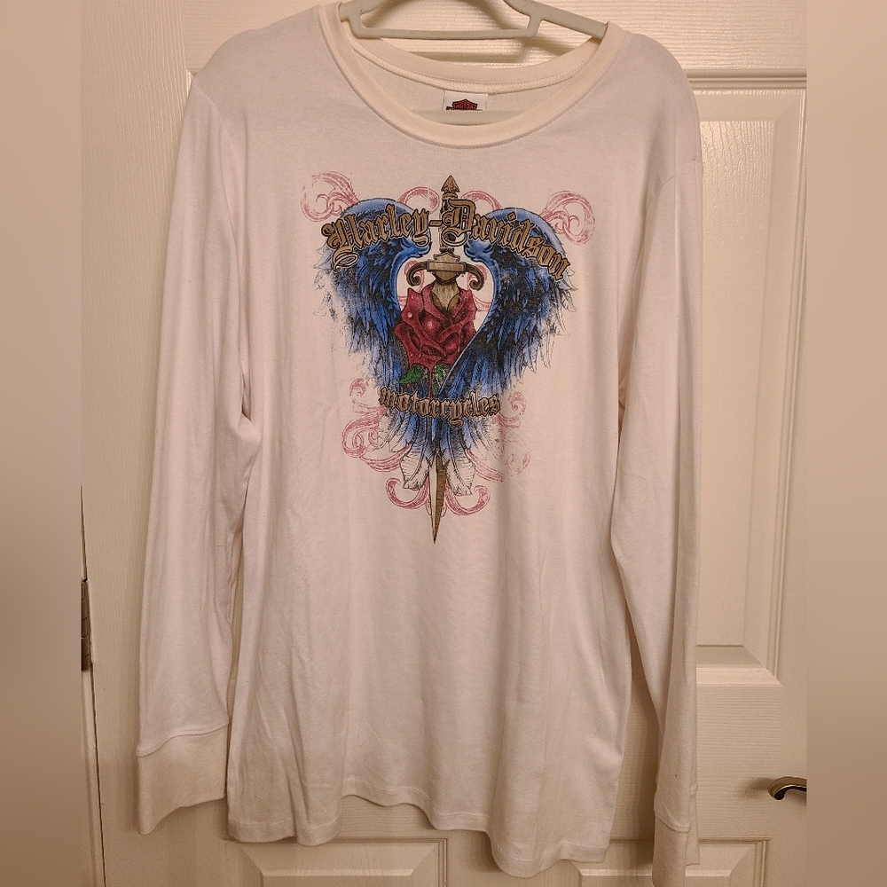 Harley-Davidson White Long Sleeve Shirt with Graphic